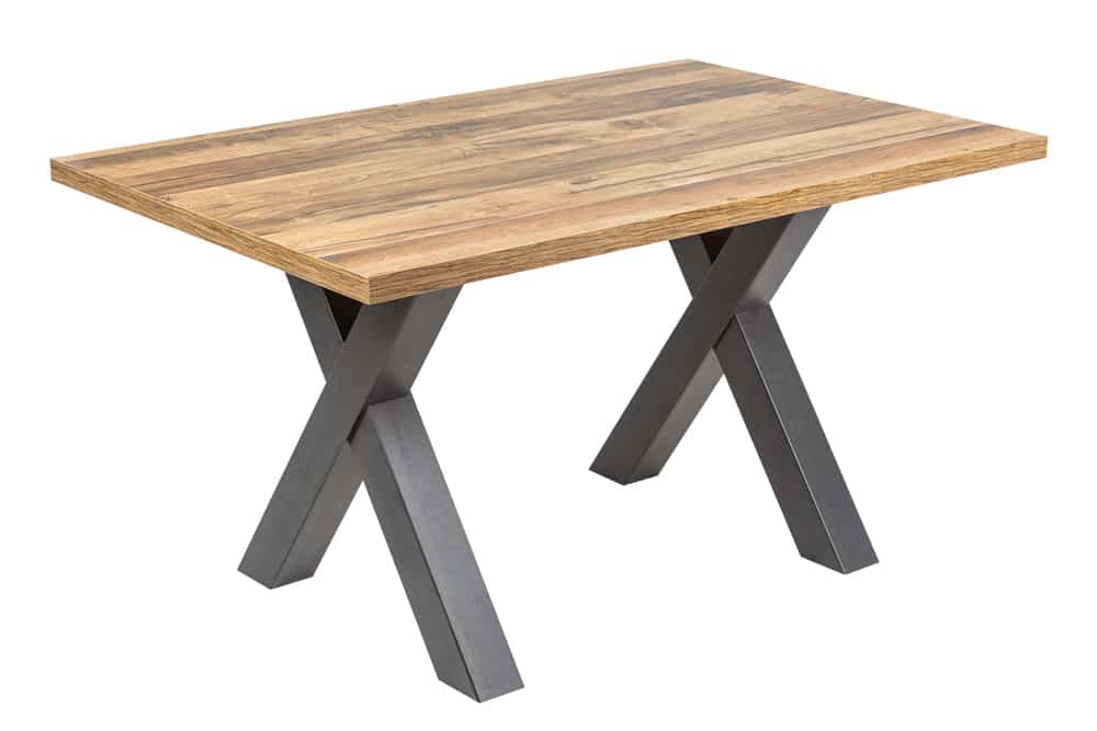 Industrial Esstisch MONTREAL 140cm natur schwarz Eichenholz-Design X-Gestell