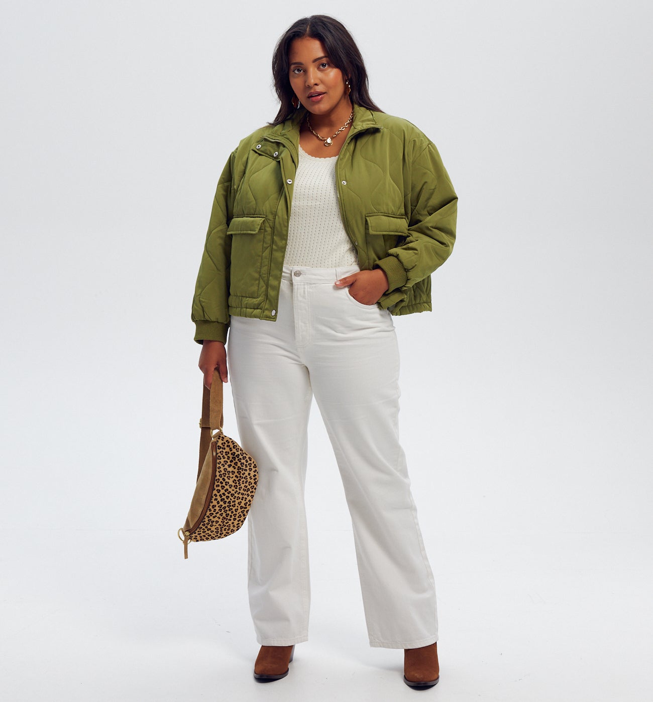 Blouson matelassé oversize - Kaki