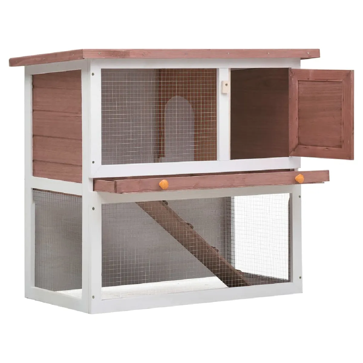 vidaXL Clapier extérieur - Marron - 1 porte