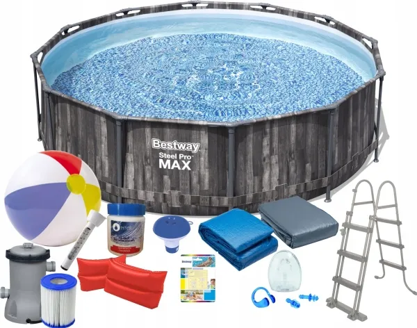 Bestway 5614X, 9150 L, Indrammet pool, Voksen & barn, Stige, Træ, 34,5 kg