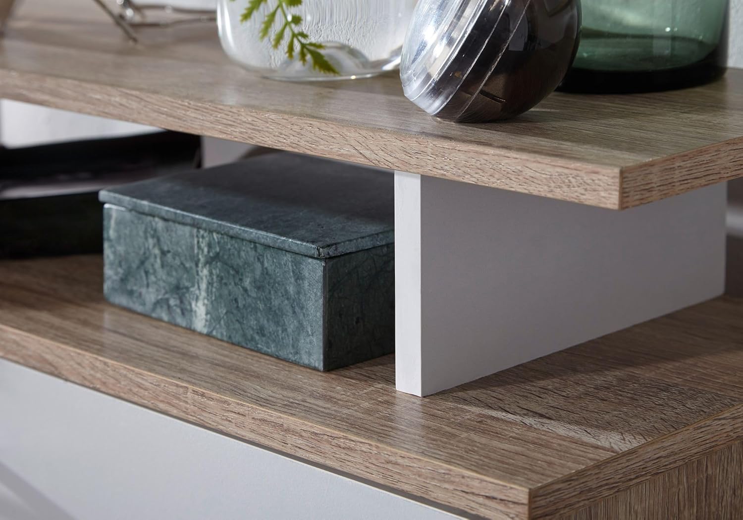 Wohnling Schuhkipper Holz 80x95x24 cm Modern Sonoma Eiche, Design Schuhregal Schuhkipper Schmal, Schuhschrank Schuhaufbewahrung mit Schublade, Flurschrank Schuhablage Regal