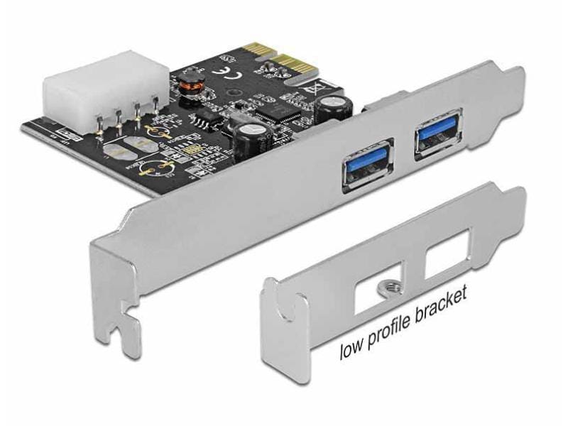 Delock PCI-Express-Karte USB 3.0 Typ-A   LowProfile PCI-Express-Karte, 2x USB 3.0 (extern), inkl. Low-Profile-Blende
