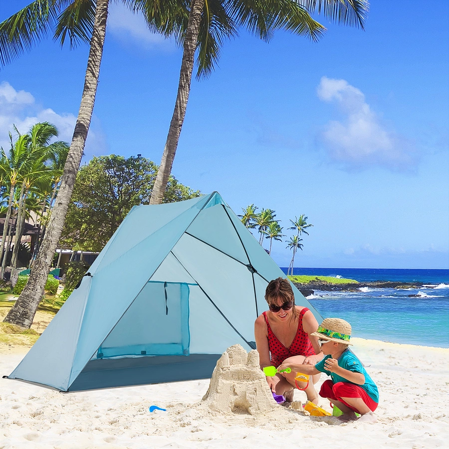 Outsunny Strandzelt mit Wasserdicht- und UV-Beständigkeitsfunktion blau