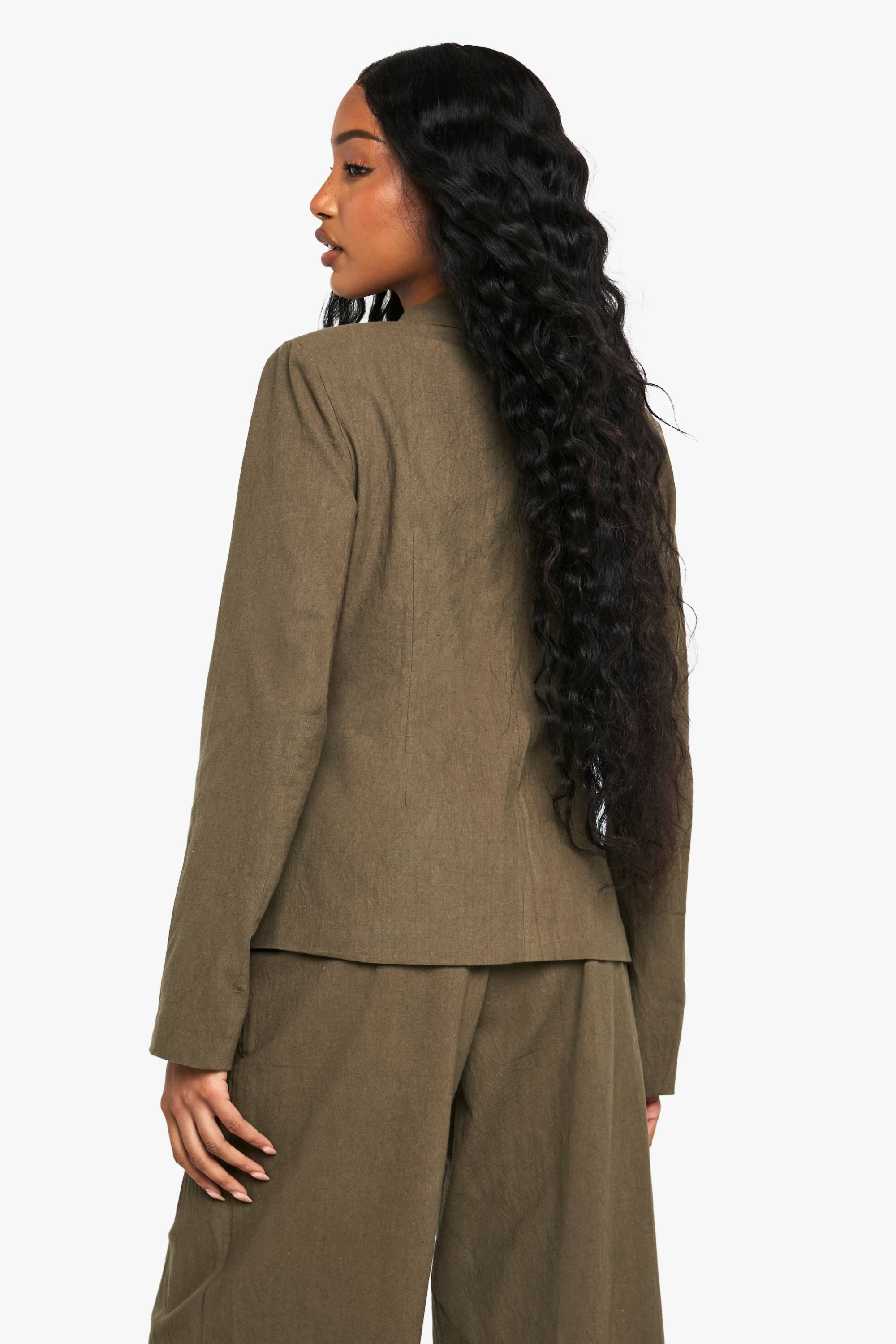 boohoo Blazer à simple boutonnage style lin sur mesure