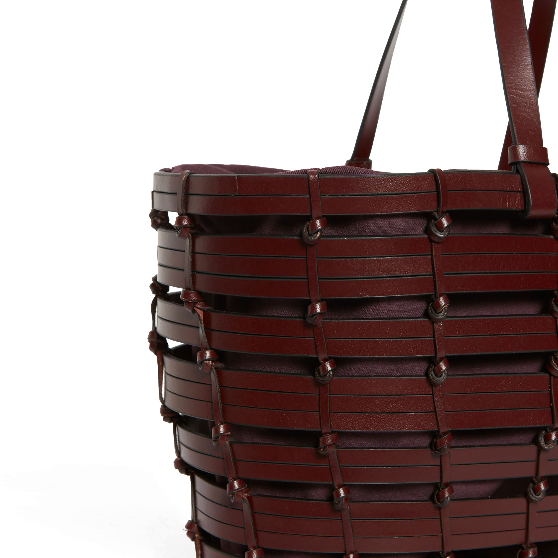 Panier tressé en cuir | Marron