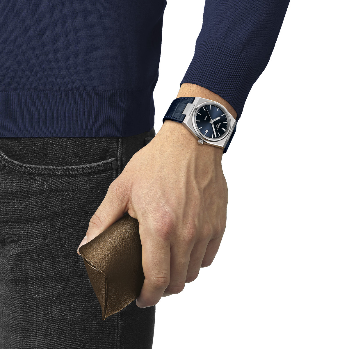 Montre TISSOT homme acier bracelet cuir bleu
