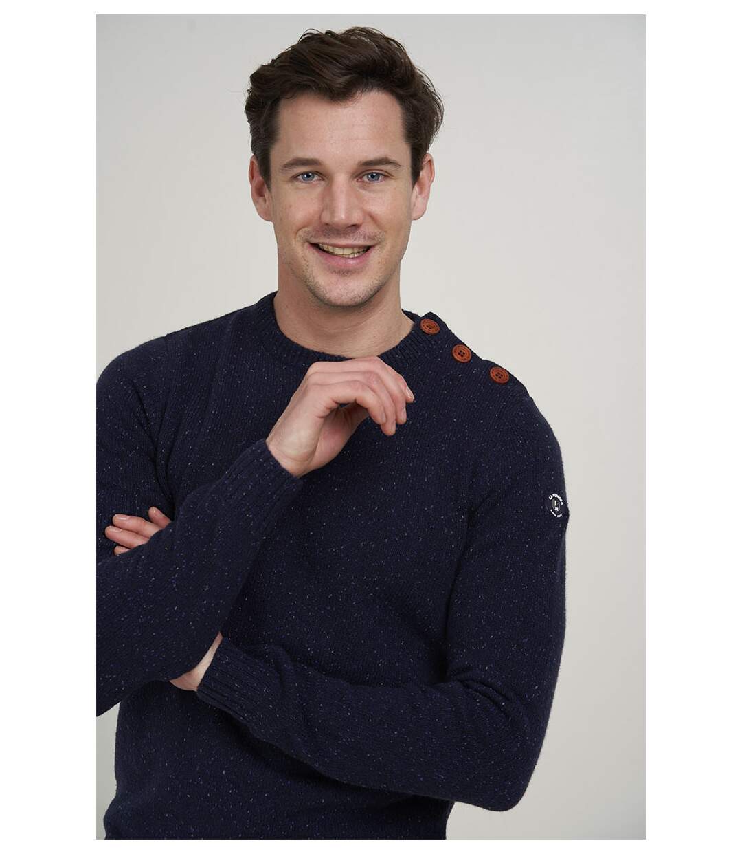 Pull tweedé boutonné