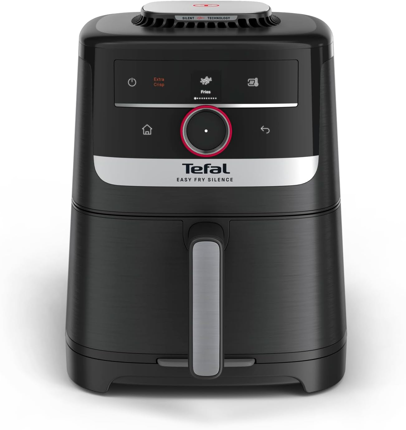 Tefal Easy Fry Smart & Silence Heißluftfritteuse, 5 Liter, extrem leise, Smart-Assist-System, von 40°C bis zu 220°C, Antihaftbeschichtung, Easy Clean & Store-System, Schwarz/Edelstahl, EY5728