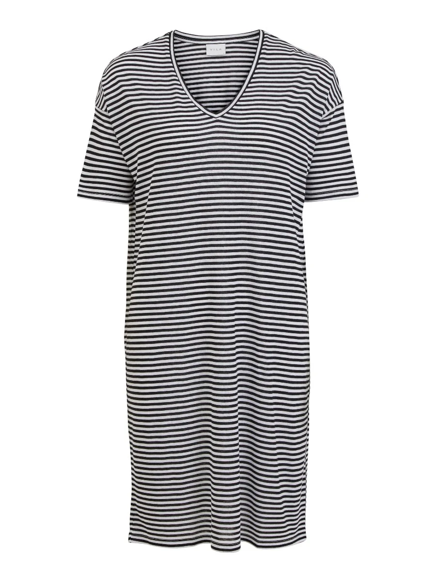 Vila  Vilene s/s v-neck kjole - sort/hvid