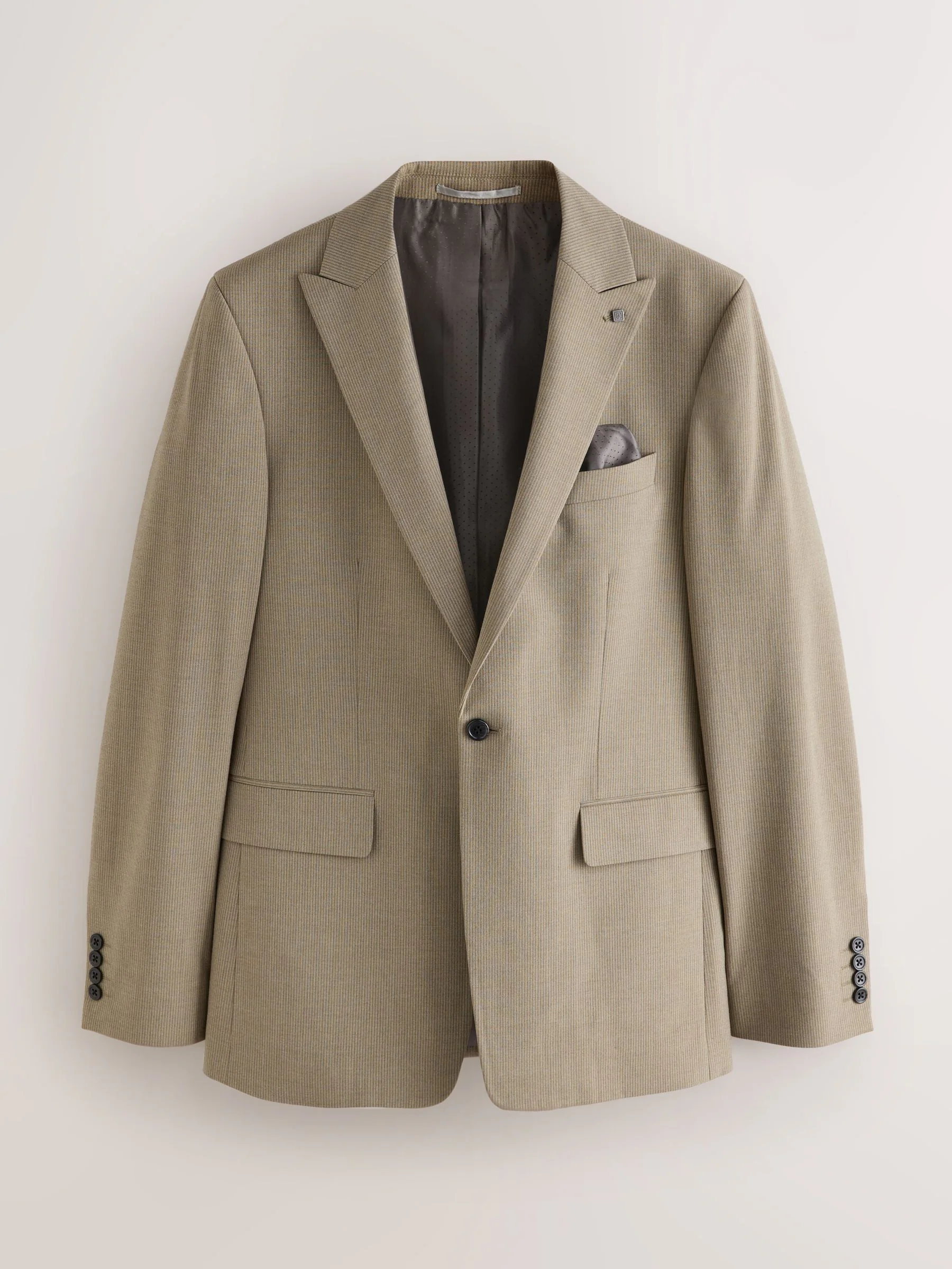 Taupe - Gestreept slim-fit colbert