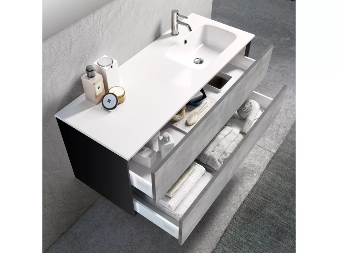 Ensemble de salle de bain vasque DX 4 pièces IGEA ciment