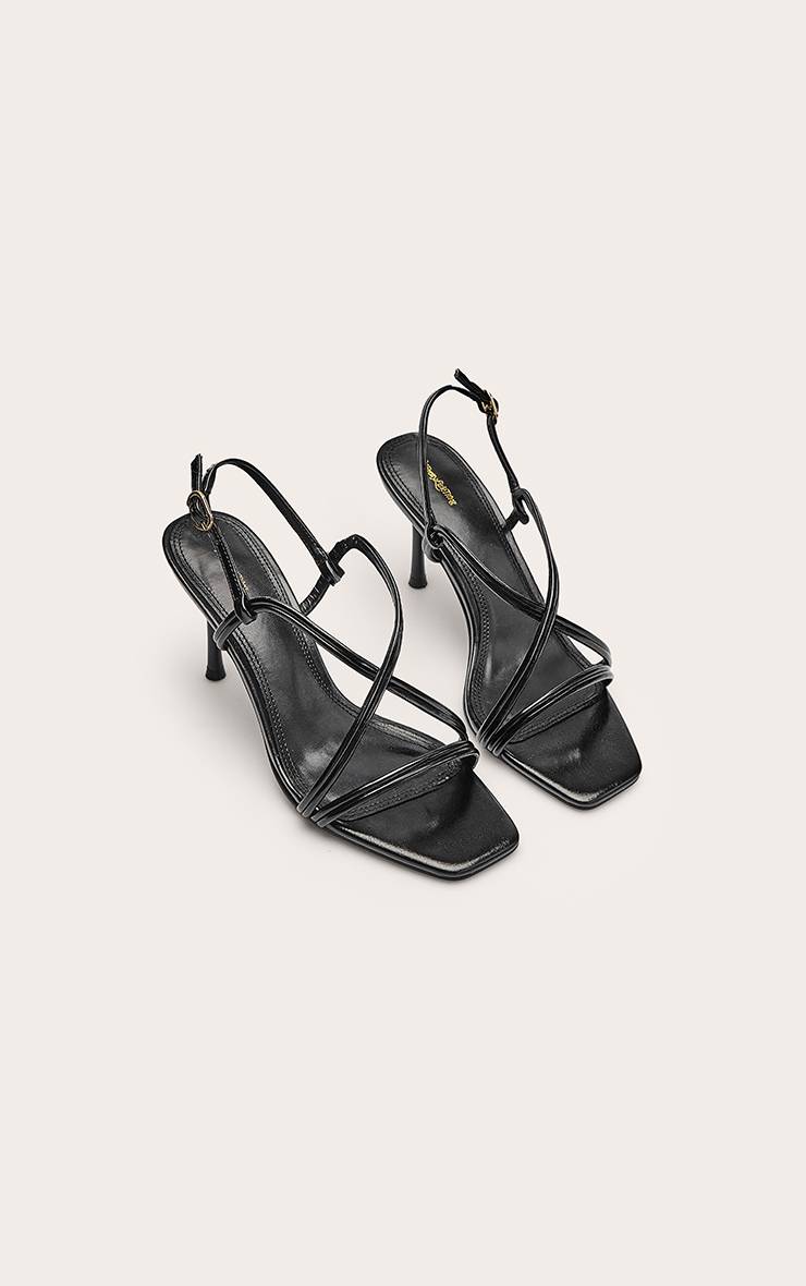 Noir Sandales À Talons À Brides En Synthétiquecuir Plissé