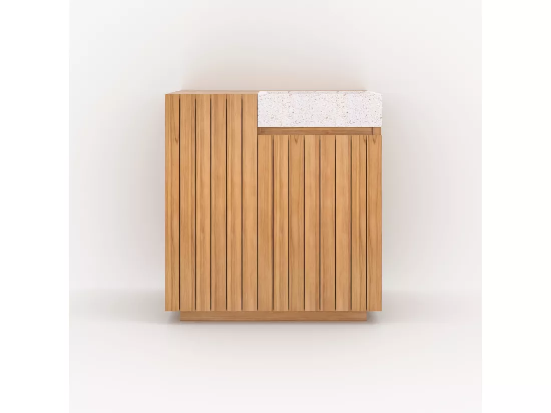 Meuble de salle de bain en bois avec vasque intégrée 80 cm - Noa