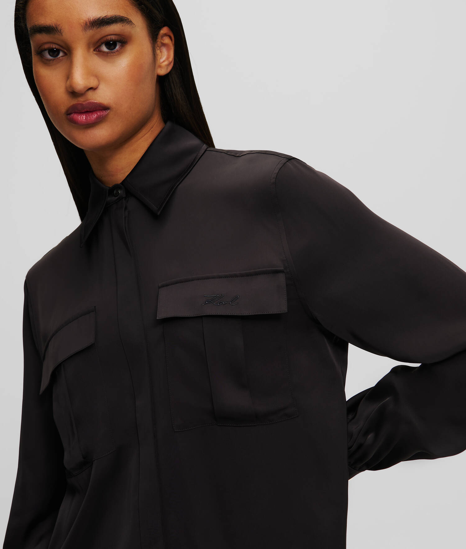 CHEMISE CARGO EN SATIN
