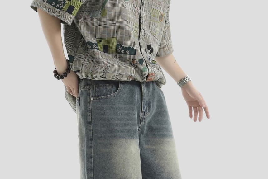 Banash - Gewassen denim shorts met hoge taille