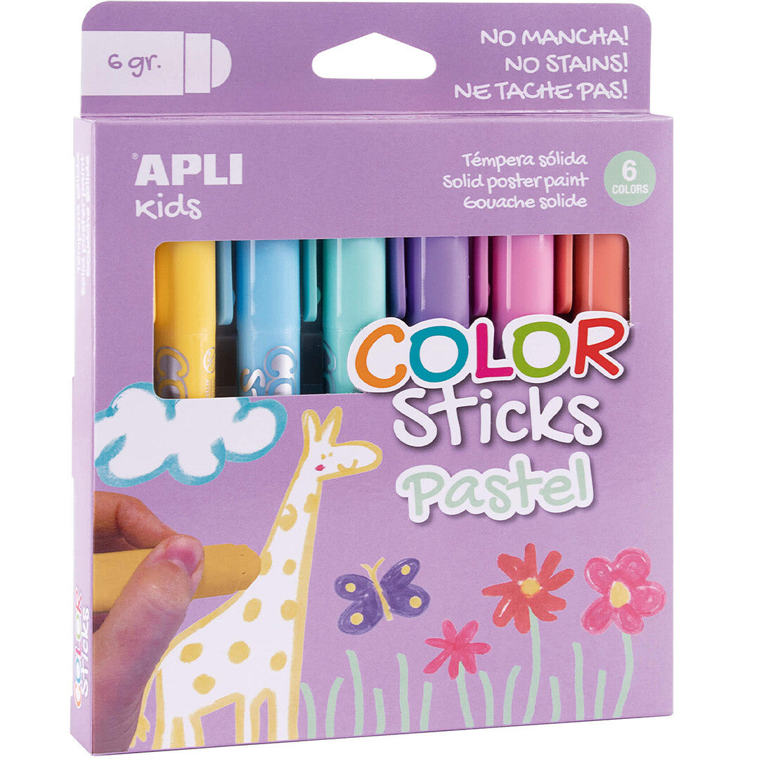 Apli kids verfstiften pastel - 6st