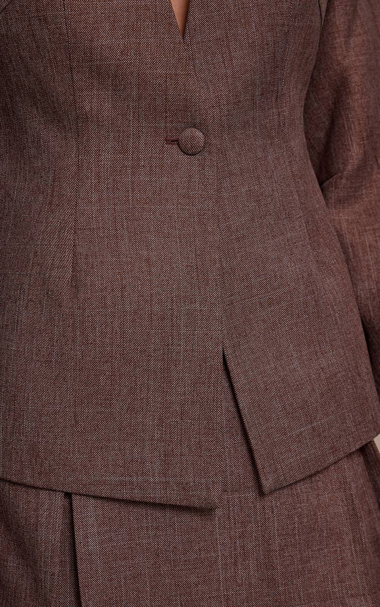 Light Brown Blazer À Taille Cintrée Et Manches Cocon