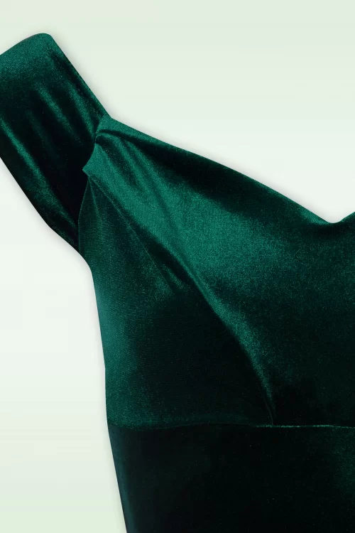 Vintage Chic for Topvintage Lynn fluwelen penciljurk in flessengroen