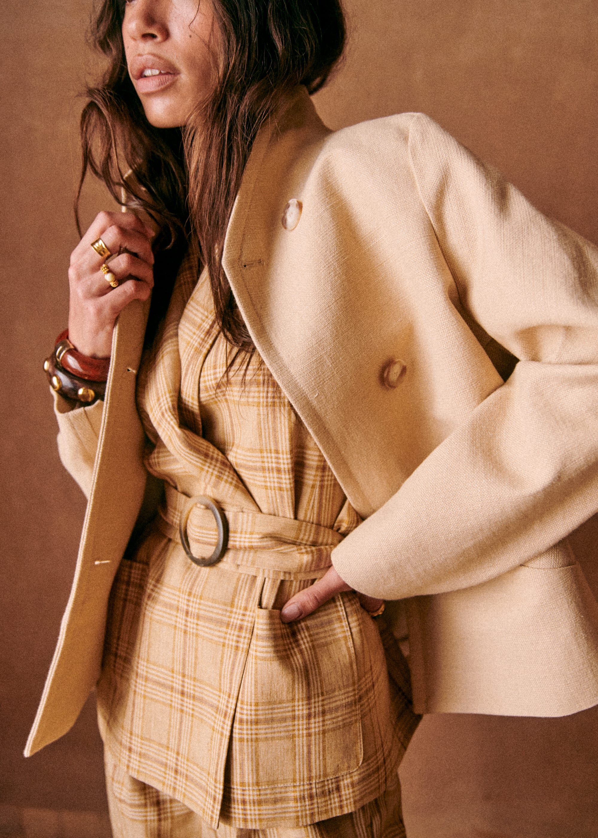 Veste Antonina - Carreaux Ocre - E-SHOP/VESTES 5905731