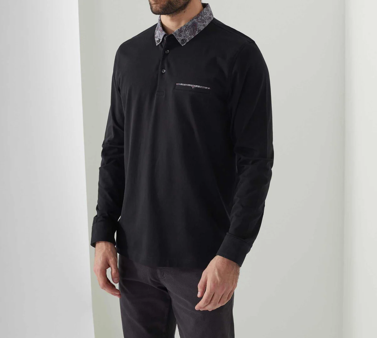 Polo manches longues noir 