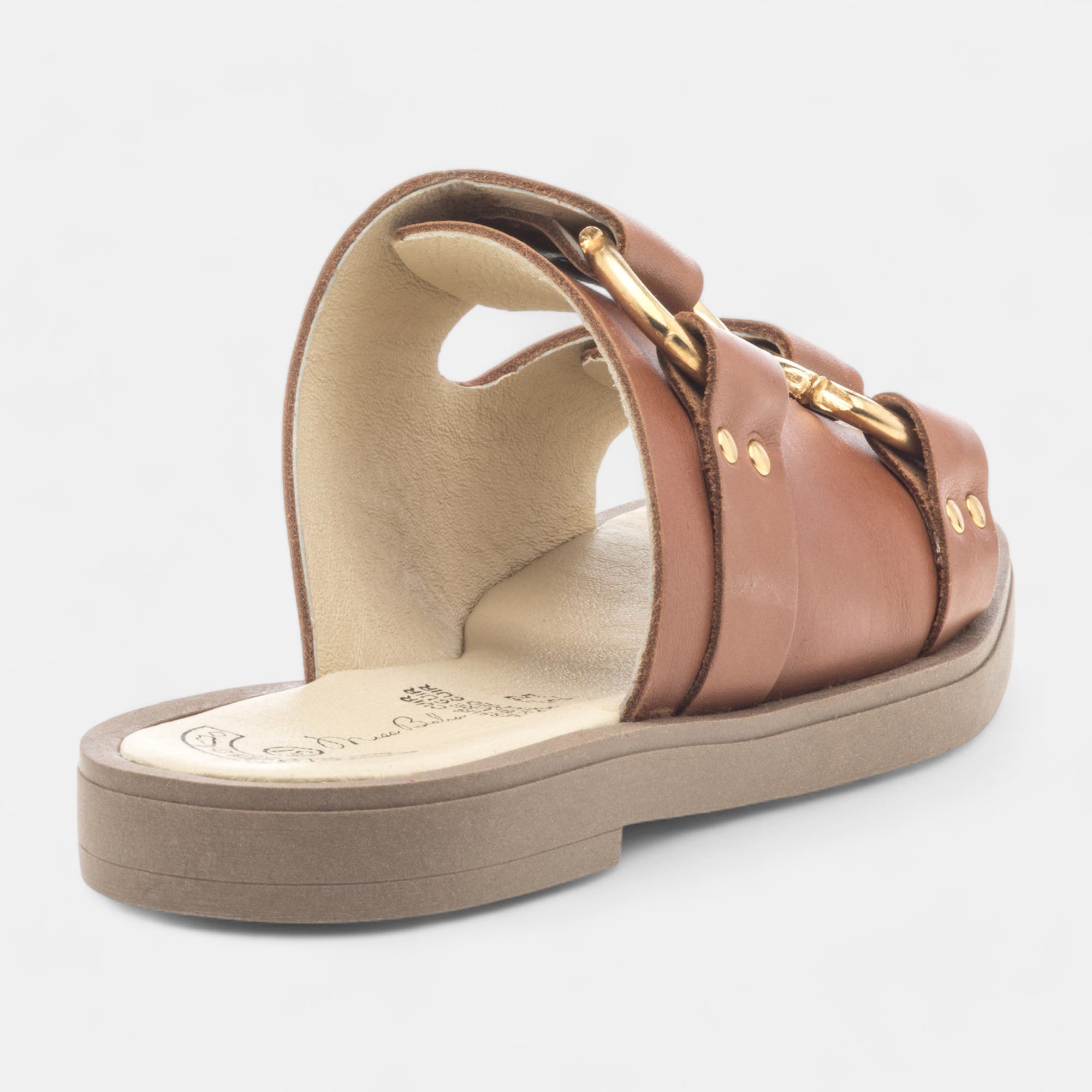 Mules Femme en cuir cognac