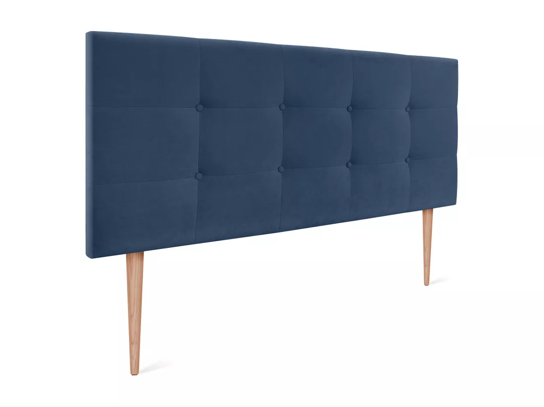DHOME Tête de Lit en Tissu Aqualine Capitonné 160x115cm avec Pieds Lits 150/160 - Bleu