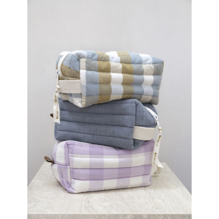 Fabelab Quilted Toiletry Bag - Cottage Blue Checks Cottage blue