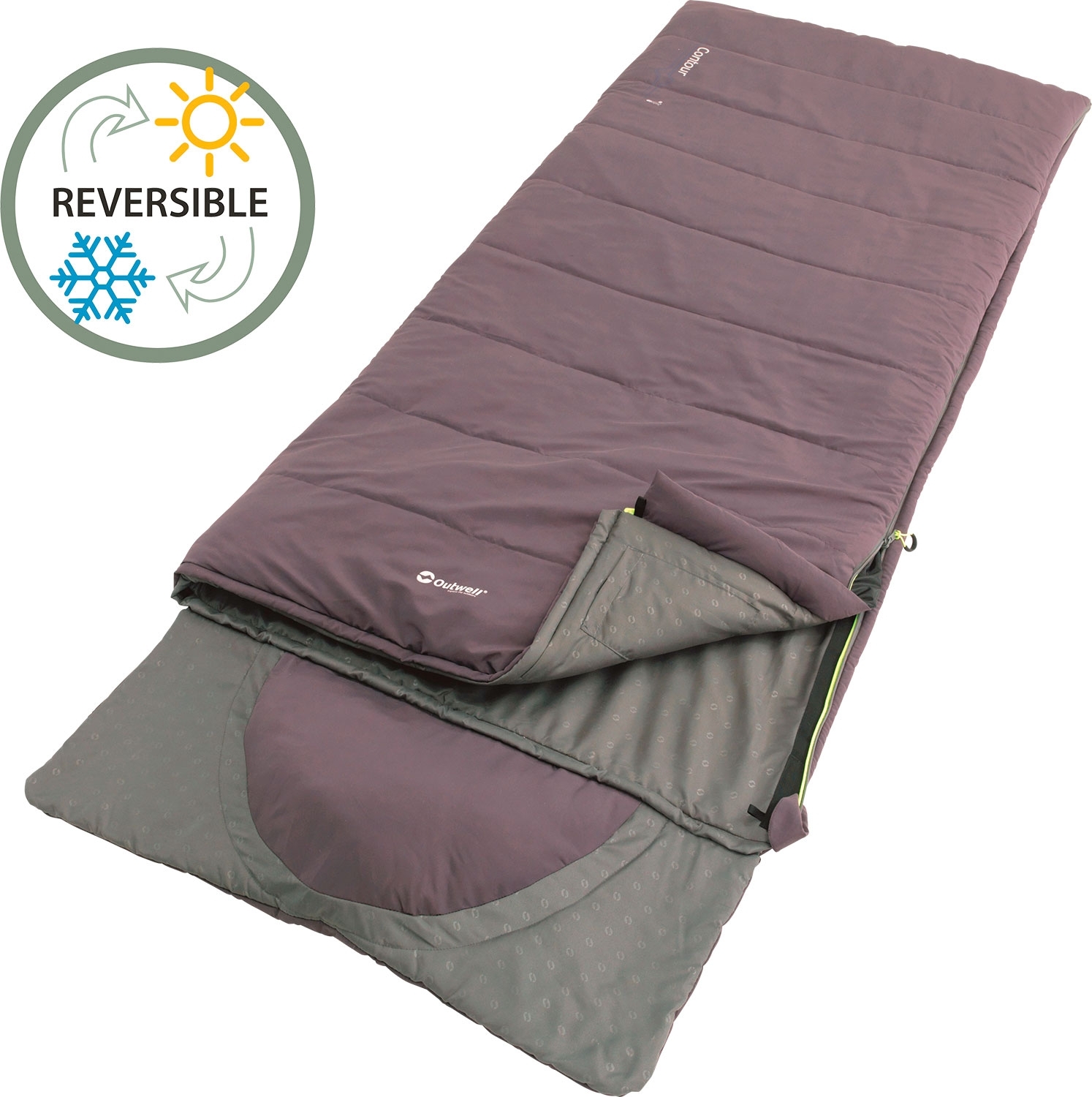 Deckenschlafsack Contour Dark Purple, 220x85cm, integriertes Kissen
