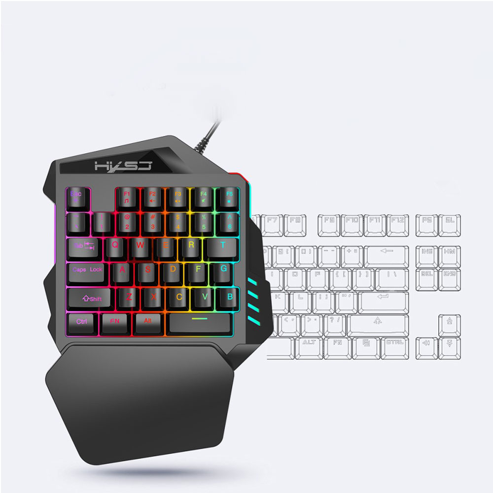 (3-tlg. Set) USB Einhand Gaming Tastatur mit Handballenauflage und Maus   Konverter für PS4 / PS3 / Xbox / Nintendo Switch - Schwarz