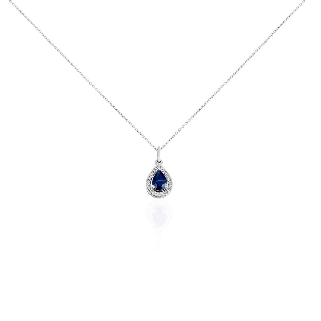 Collier Dorthy Or Blanc Saphir Et Diamant