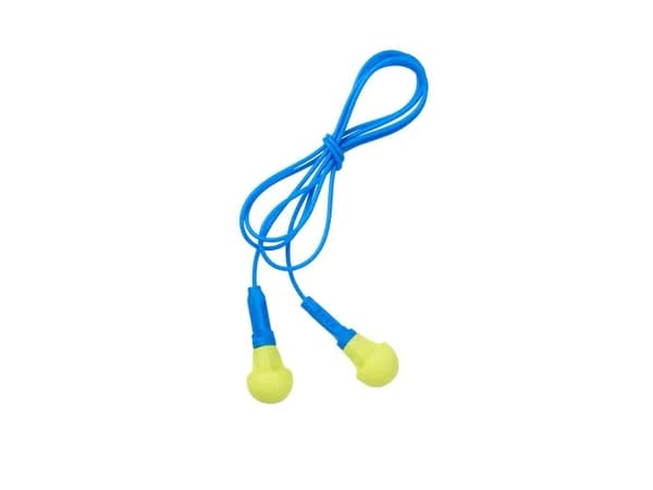 3M EX01020, Gjenbrukbar øreplugg, In-ear, Blå, Gult, Koblet med ledninger (ikke trådløs), 38 dB, Polyurethan, Polyvinylklorid (PVC)