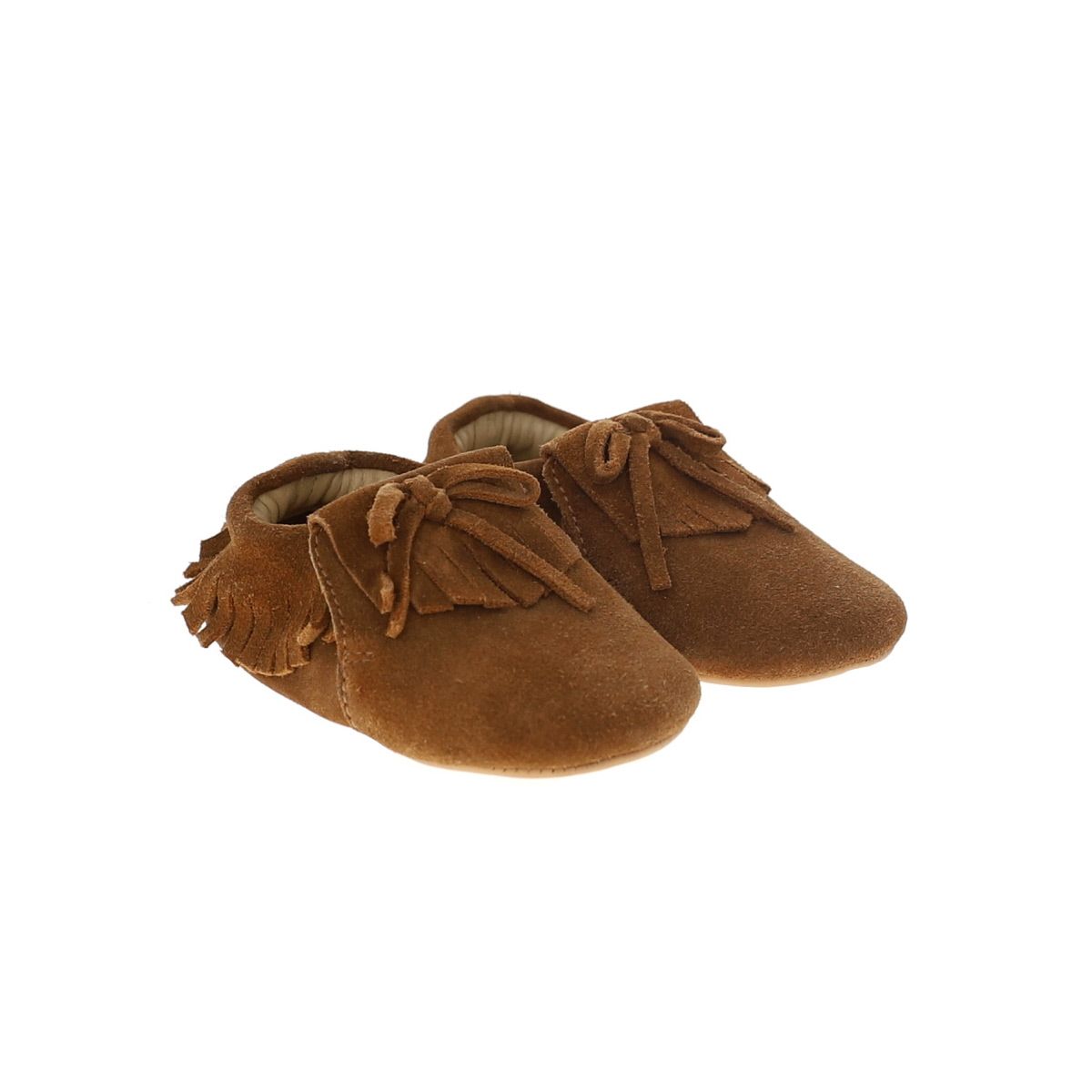 Chaussons bébé Frangette marron