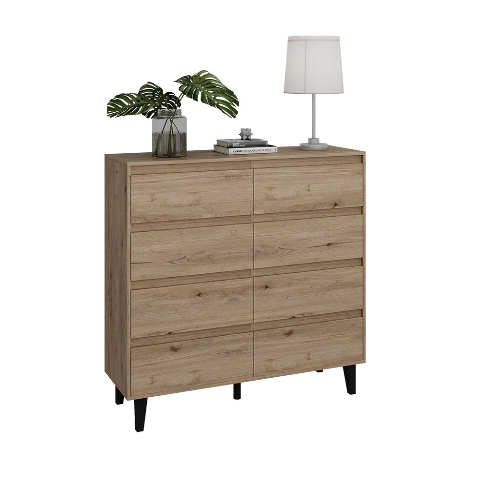 Vicco Sideboard Bahia Eiche 120 x 117 cm mit 8 Schubladen
