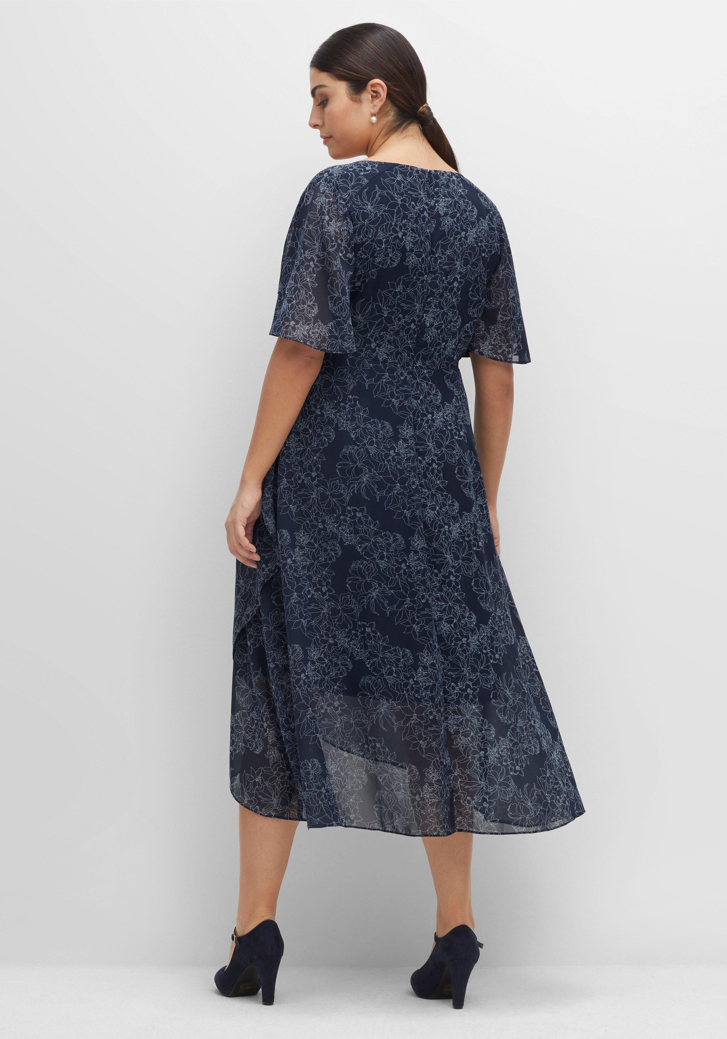 Chiffonkleid in Wickeloptik, mit Alloverprint
