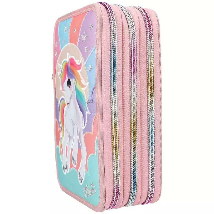 Depesche 3-Fach Federtasche RAINBOW inkl. Stifte Ylvi 7,5 x 13,5 x 20 cm rosa