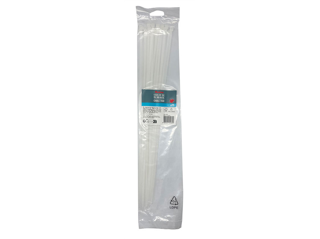 ABRAÇADEIRAS BRANCAS AUCHAN 4.8X400MM 25UN