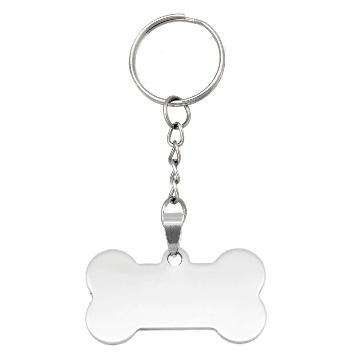 Porte-clés os chien acier inoxydable poli