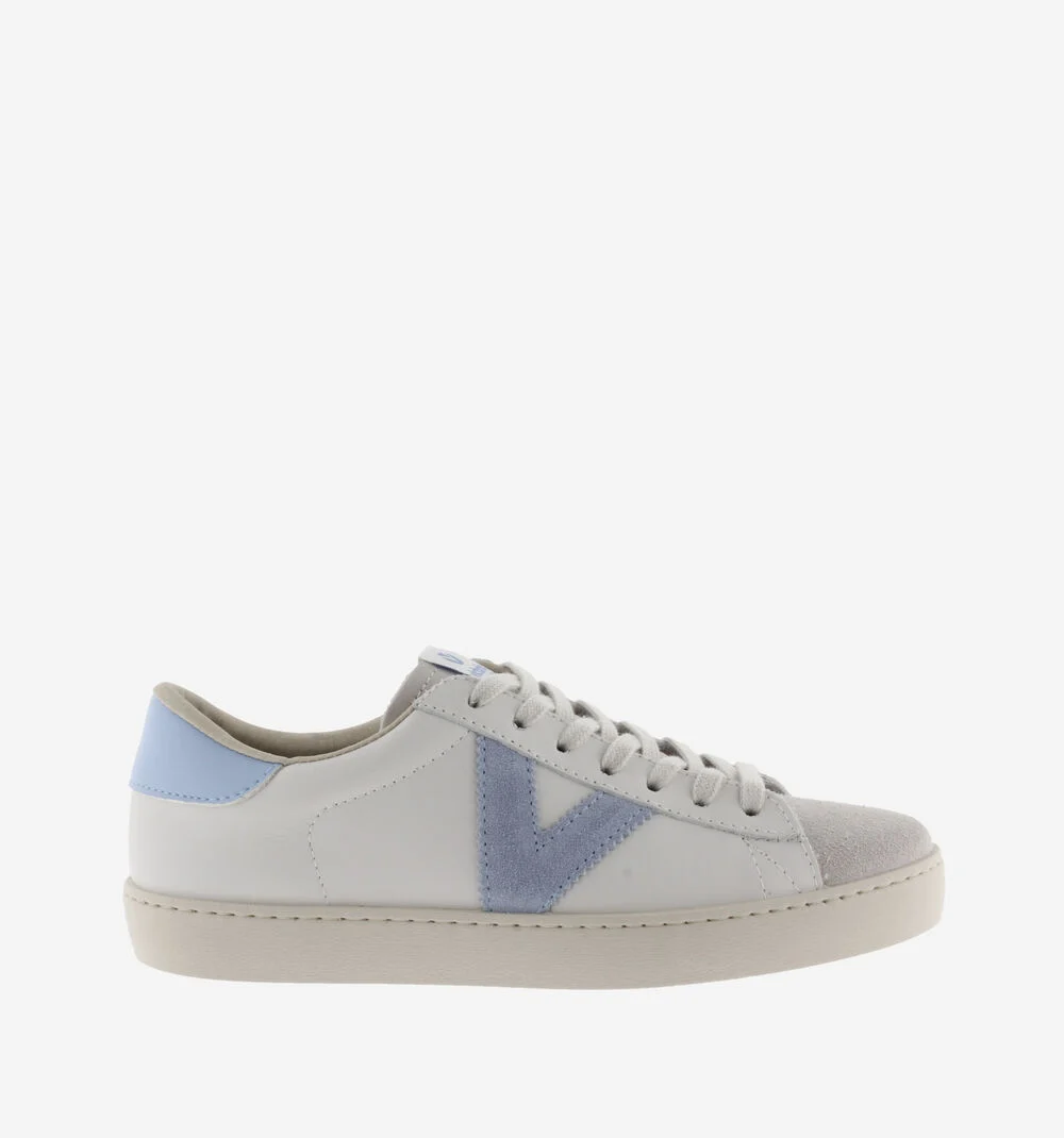 BERLÍN CUIR & CUIR FENDU Baskets blanches unisexes en cuir CELESTE