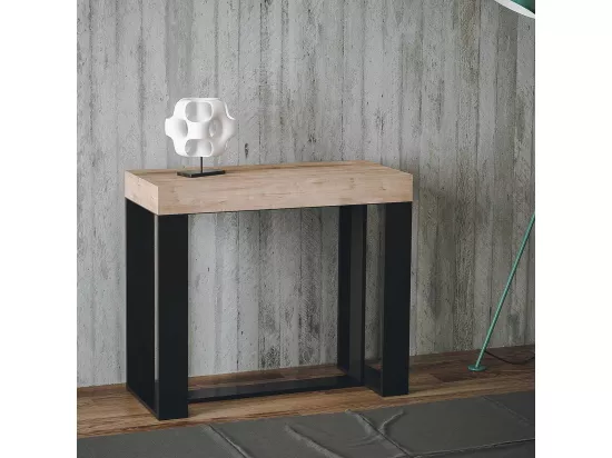 Console extensible 90x40/196 cm Futura Small Premium Chêne Nature cadre Anthracite