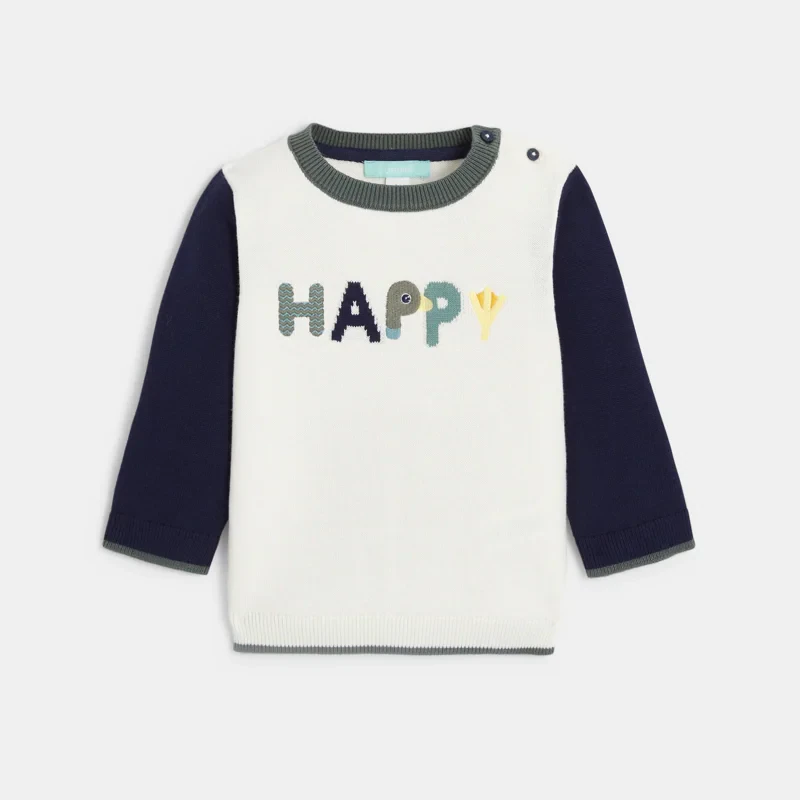 Pull maille tricot canard blanc bébé garçon Blanc