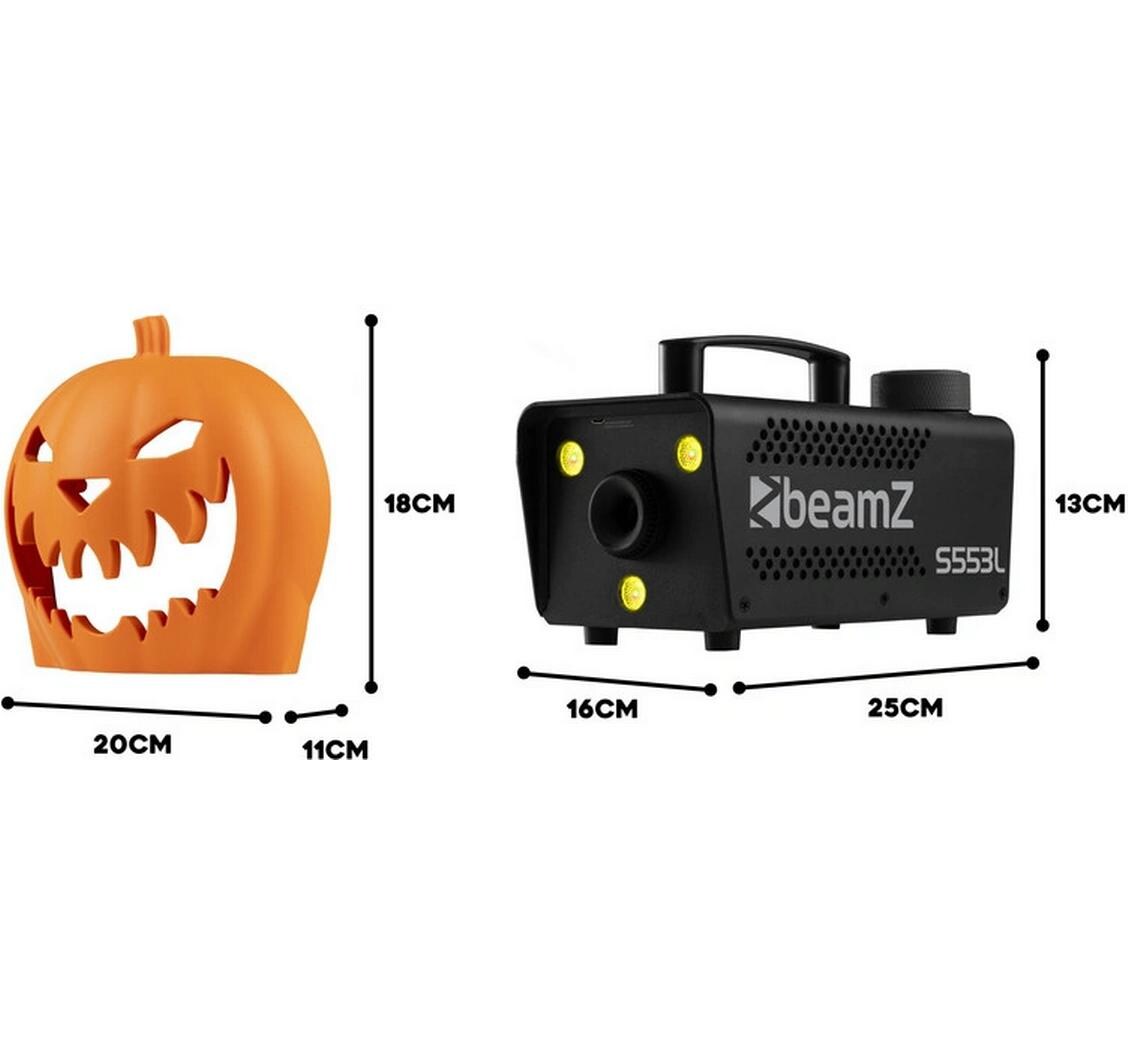 Nebelmaschine S553L Halloween SetNebelmaschine mit RGB LEDs und Halloween Kürbis Aufsatz