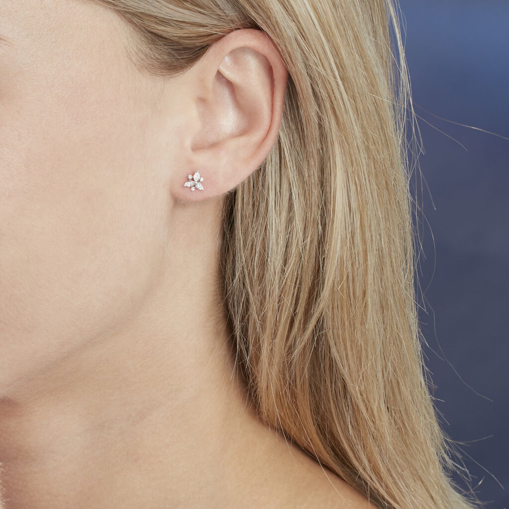 Boucles D'oreilles Puces Arsena Or Blanc Diamant