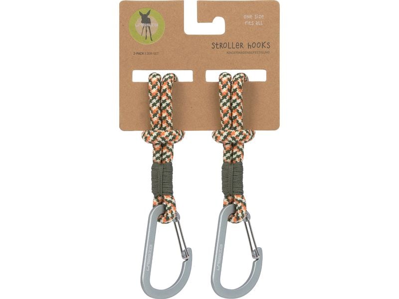 Lässig Befestigungshaken Cord 2er Set Olive/Red/Vanilla Praktische Kinderwagenhaken