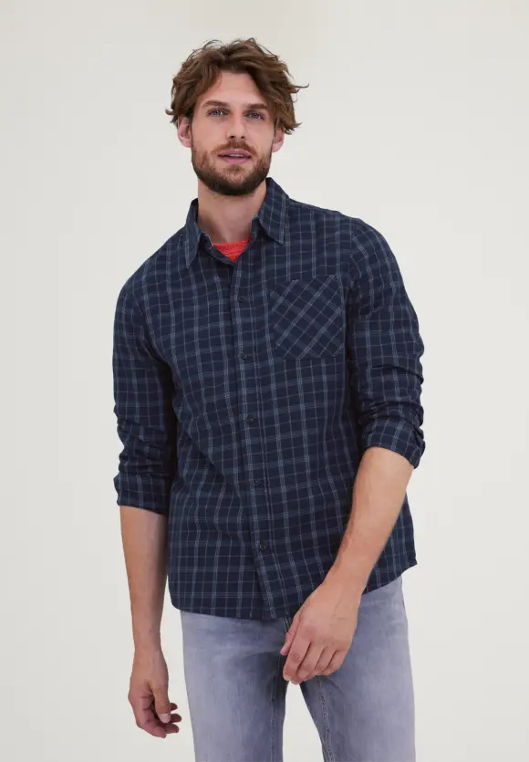 Kariertes Hemd - deep navy blue
