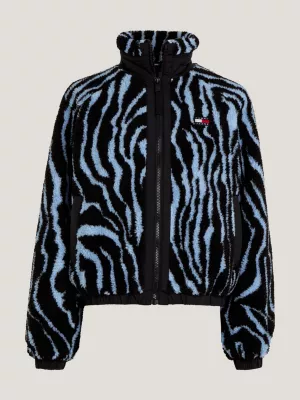 Jaqueta Sherpa acolchoada com estampa de zebra