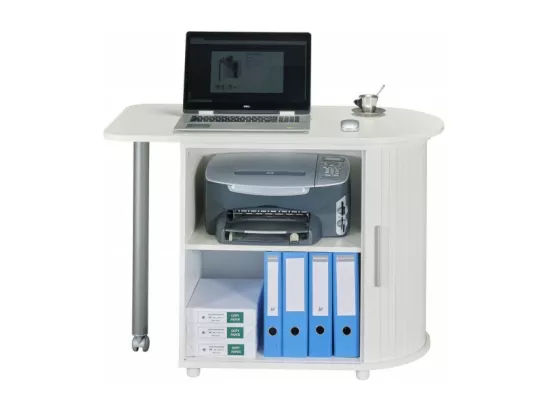 Bureau Informatique Blanc et Table Pivotante - Coloris: Blanc