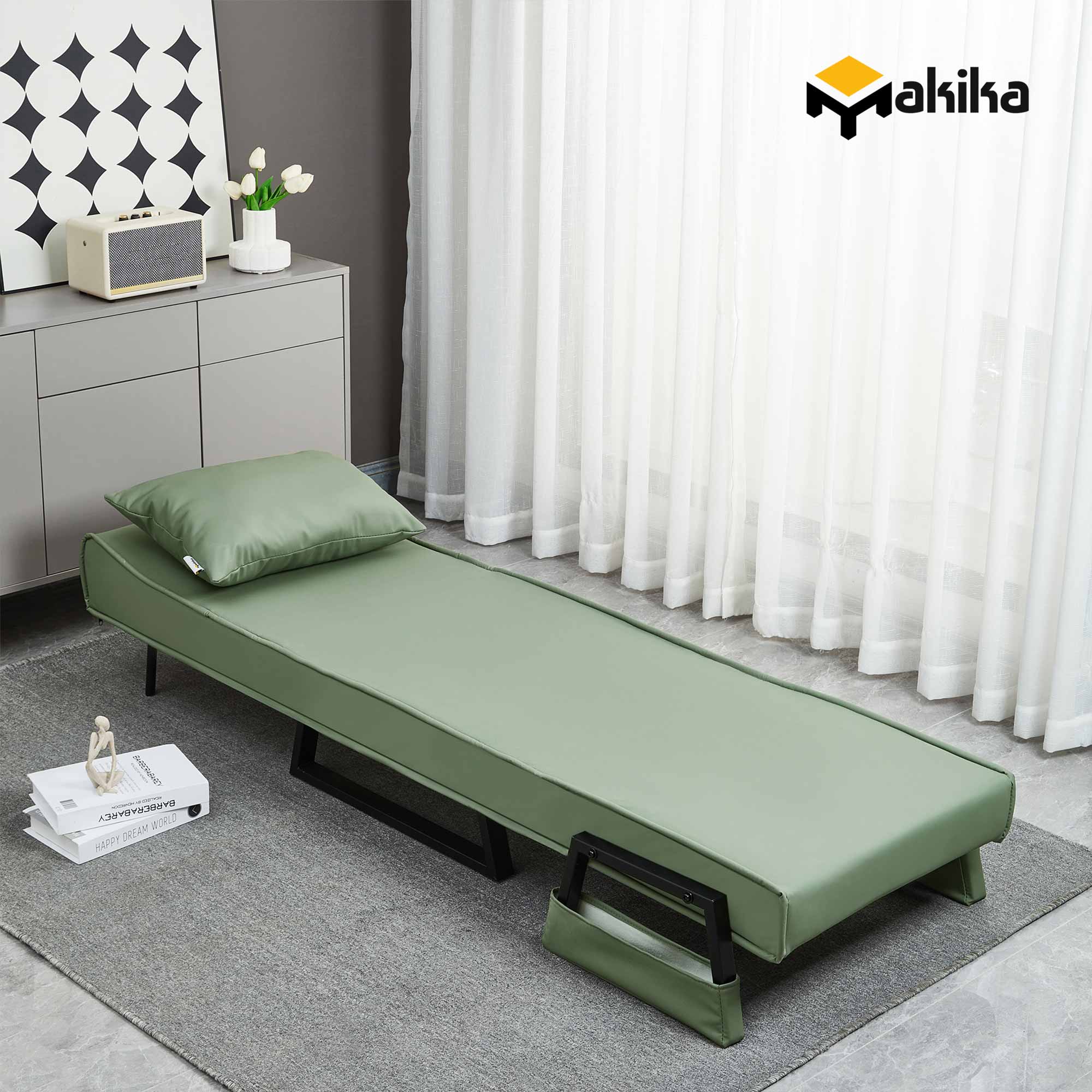 Makika Schlafsessel Schlafsofa Rio klappbar - Kunstleder in Grün