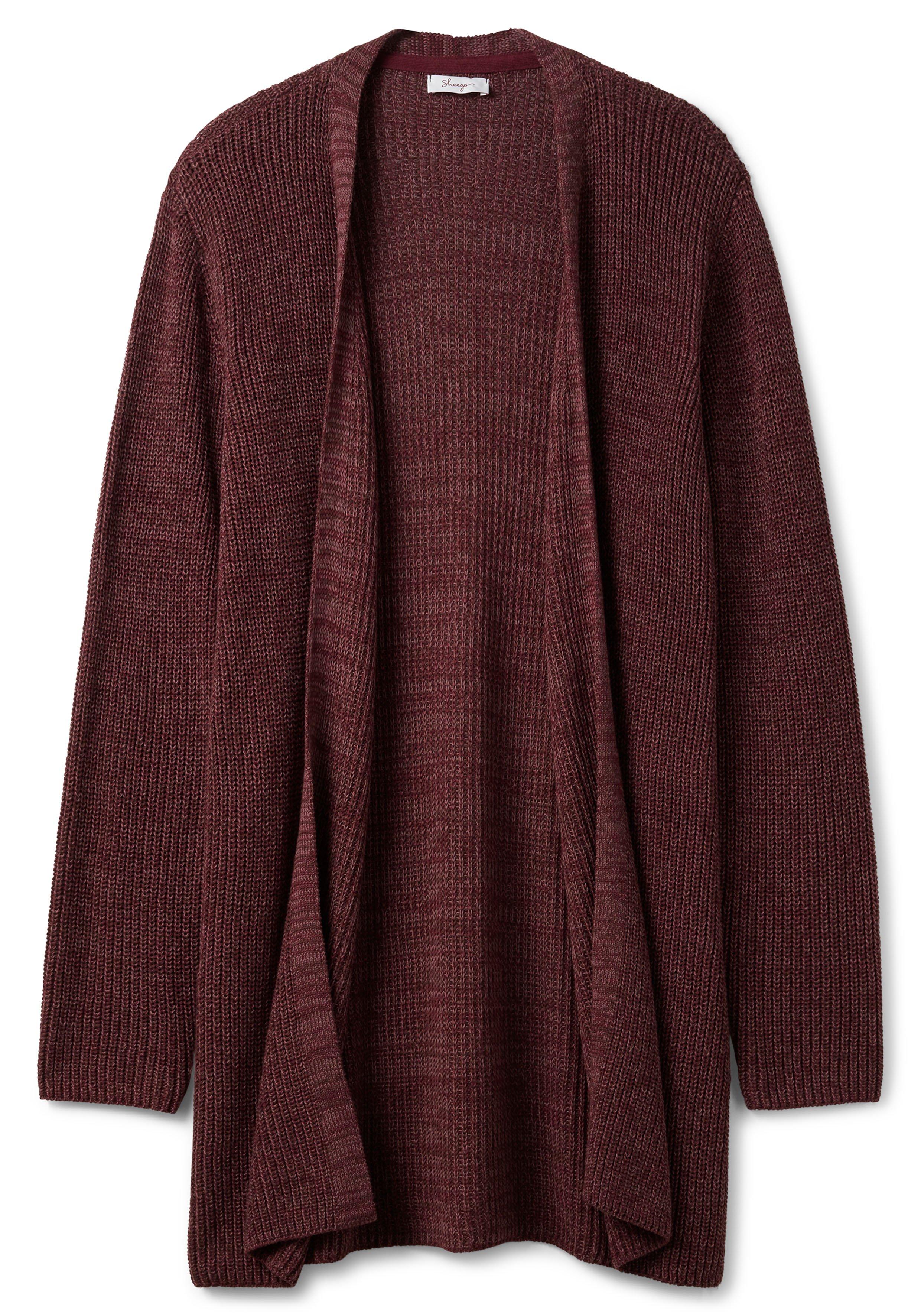 Longstrickjacke in A-Linie, offene Form