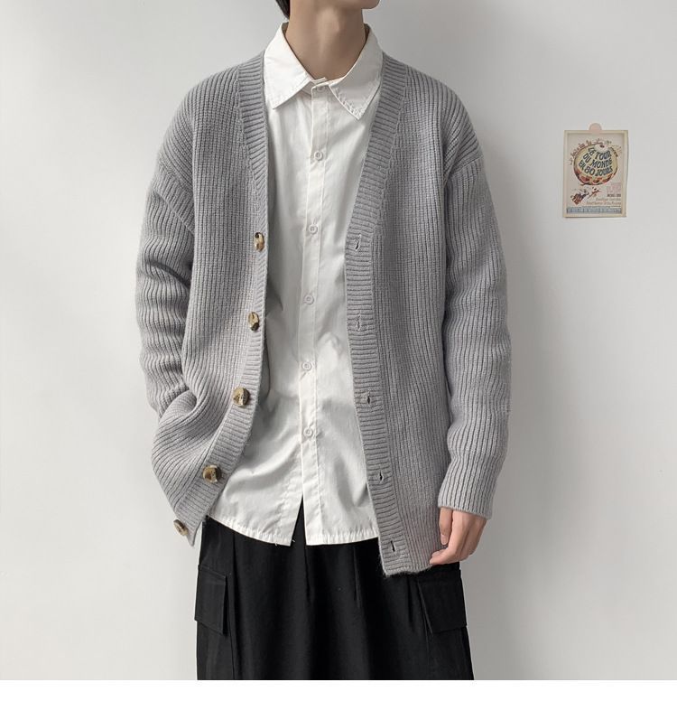 Andrei - Effen gebreide cardigan met lange mouwen