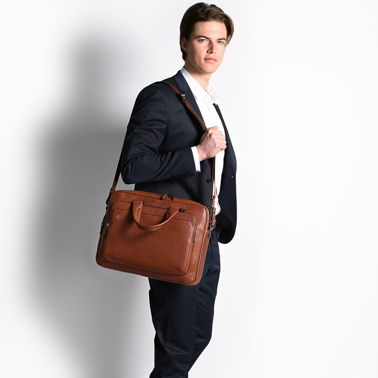 Piquadro Black Square Portfolio Computer Briefcase with iPad Compartment black